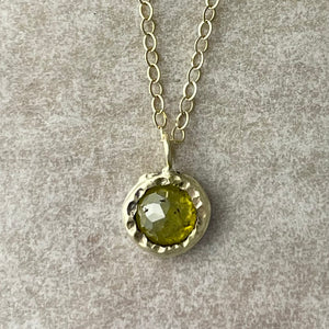 Satellite Diamond Necklace w Canary Diamond in 14KT Gold