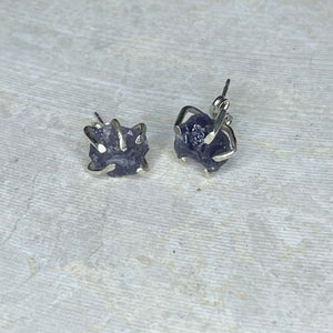 E17- "Amazing Amethyst" Raw Amethyst Post Earrings w SS Claw Setting
