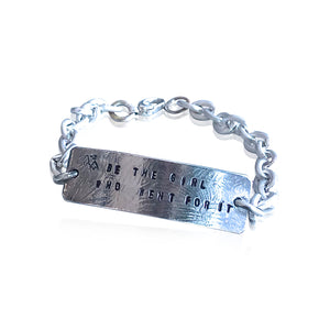 IDB1 - Sterling Silver ID Bracelet Quote: "Be the Girl Who Went for It", Custom ID Bracelet